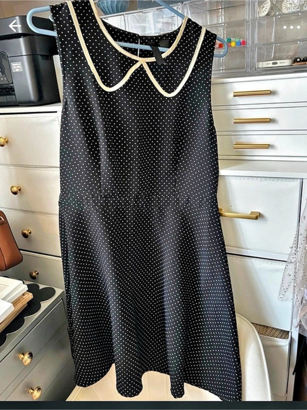 Polka Dot Peter Pan Collar Dress in Black & White